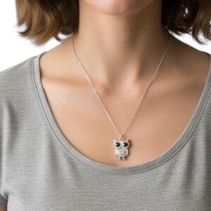 Silver Owl Pendant Necklace